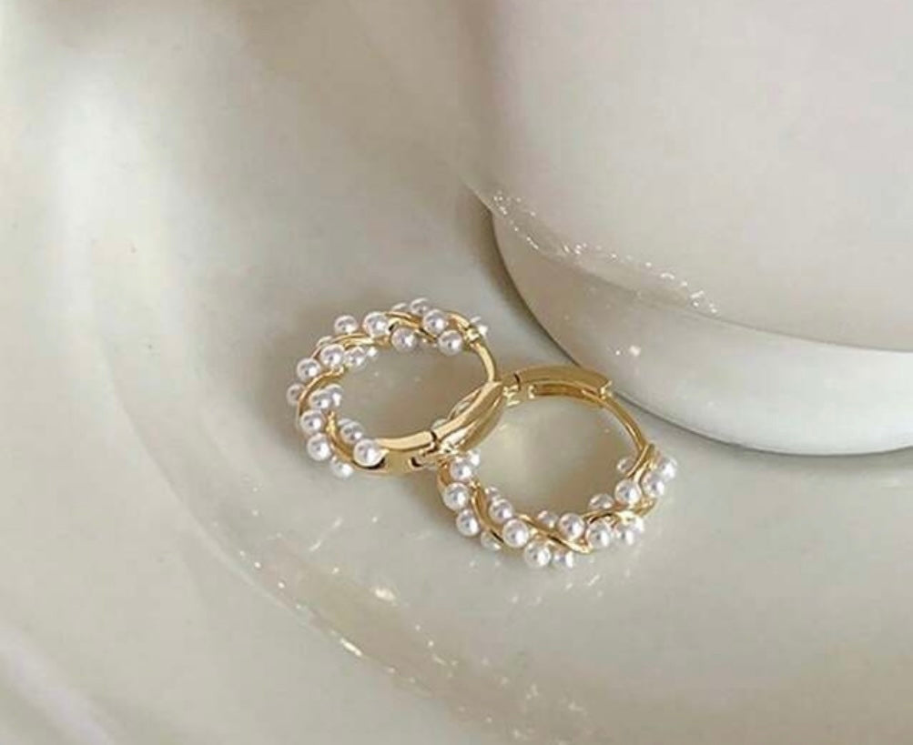 Pearl embedded hoops