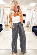Grey mineral wash raw hem pants