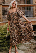 Leopard bubble sleeve dress