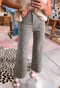 Brown leopard wide leg jeans