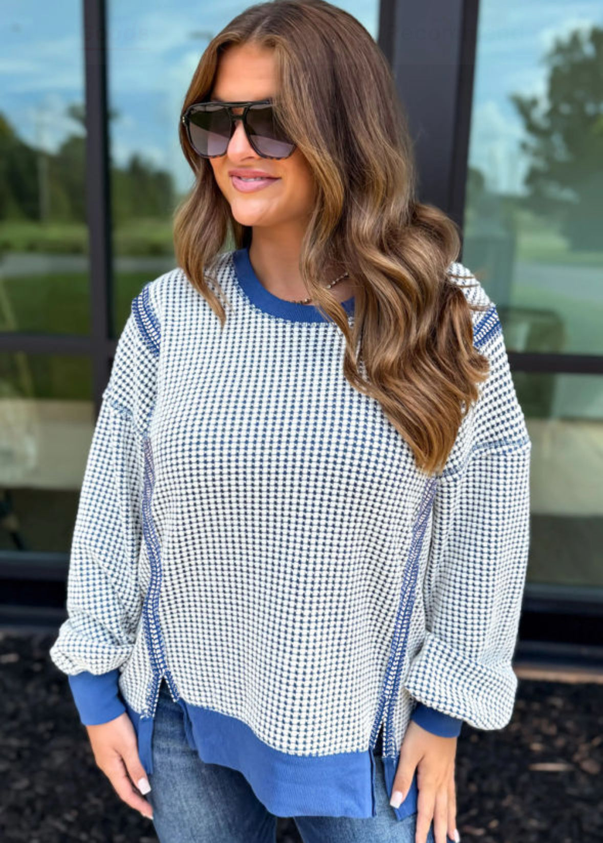 Waffle knit top