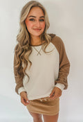 Waffle knit raglan top