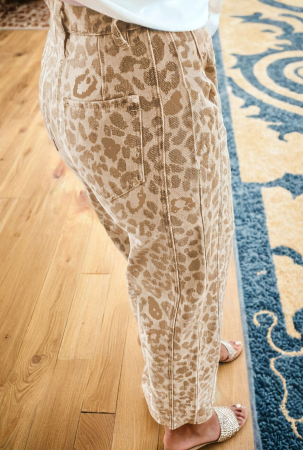 Leopard print boyfriend style jeans